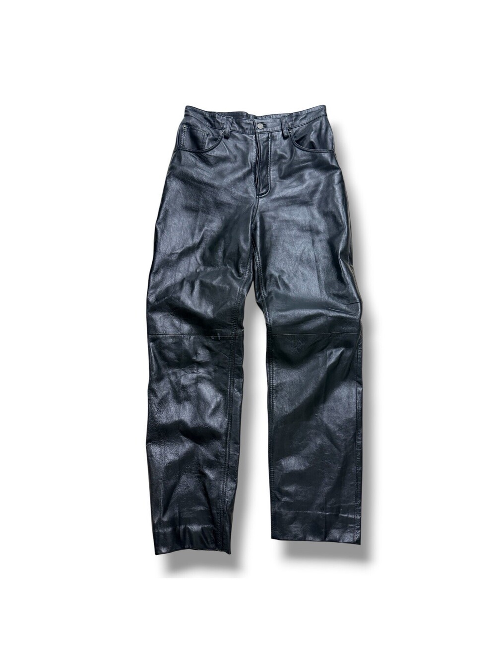 Vintage Bagazio Black Genuine Leather Pants Men’s 32x31 Straight Biker USA